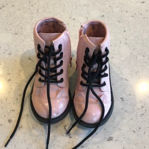 Pink lace up combat boot with zipper toddler sz 6